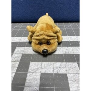 1980s Kennel Kuddlees Brown 5.5" Shar Pai Bulldog Plush Stuffed Toy Flaw